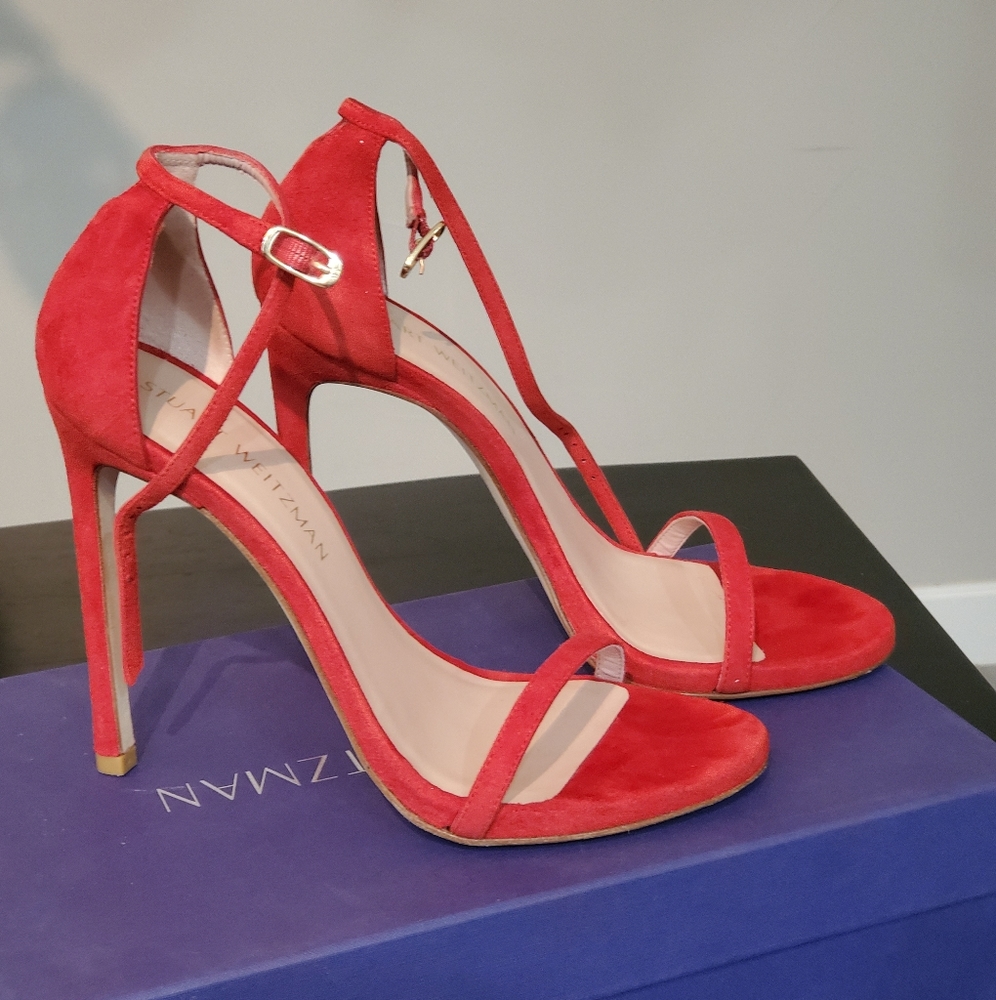 Like New Red Stuart Weitzman Nudist Heels